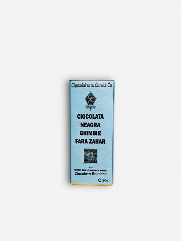 Tabletă din ciocolată neagră cu ghimbir, fără zahăr